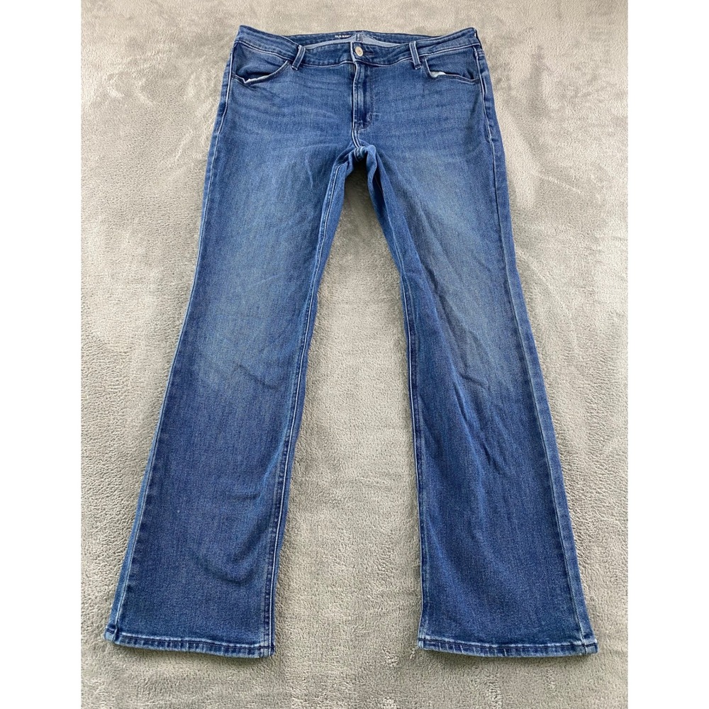 Old Navy Wow Boot-Cut Jeans Womens 14 Short Blue Mid-Rise Stretch Denim Pants